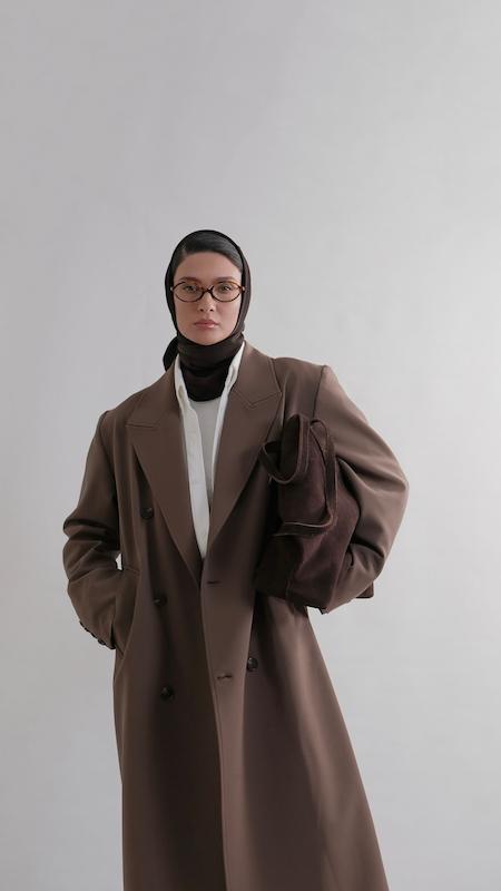 brown long overcoat