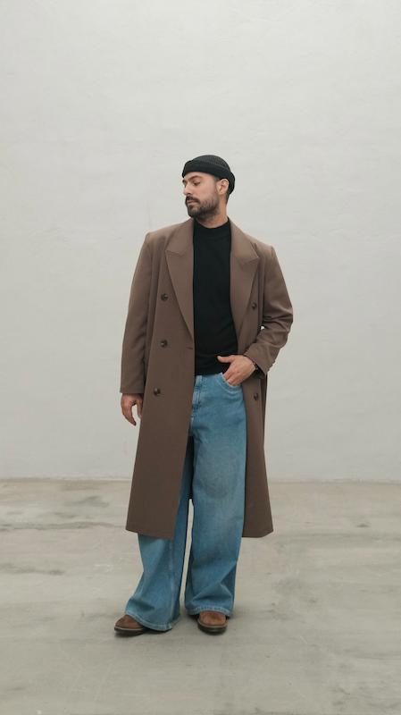 brown long overcoat