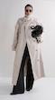 high collar sand trenchcoat