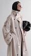 high collar sand trenchcoat