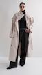 high collar sand trenchcoat