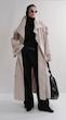 high collar sand trenchcoat