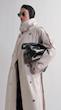 high collar sand trenchcoat
