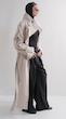 high collar sand trenchcoat