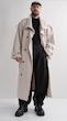 high collar sand trenchcoat