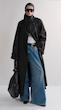 high collar black trenchcoat