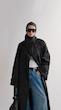 high collar black trenchcoat
