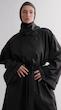 high collar black trenchcoat