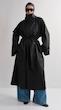 high collar black trenchcoat