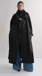 high collar black trenchcoat