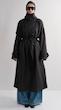 high collar black trenchcoat