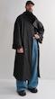 high collar black trenchcoat
