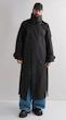 high collar black trenchcoat
