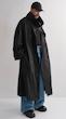 high collar black trenchcoat