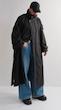high collar black trenchcoat