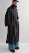 high collar black trenchcoat