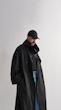 high collar black trenchcoat