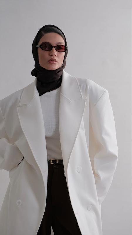 white longline overcoat