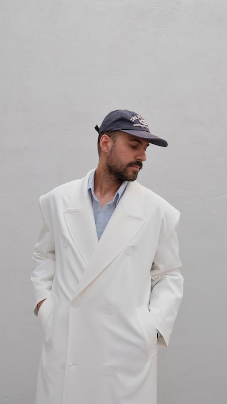 white longline overcoat