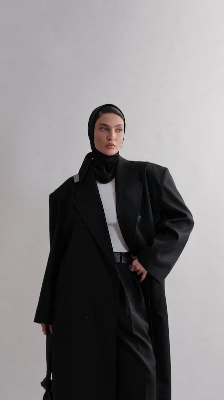 black longline overcoat