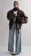 brown wide collar leather jacket