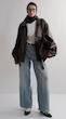 brown wide collar leather jacket