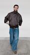 brown wide collar leather jacket