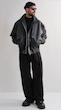 black double pocket leather jacket