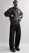 black double pocket leather jacket