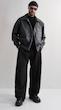 black double pocket leather jacket