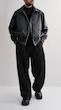 black double pocket leather jacket