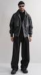 black double pocket leather jacket