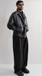 black double pocket leather jacket