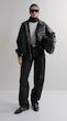 black double pocket leather jacket