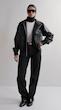 black double pocket leather jacket
