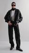 black double pocket leather jacket