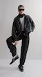 black double pocket leather jacket
