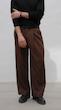 brown straight-leg pleated pants