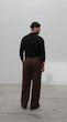 brown straight-leg pleated pants