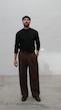 brown straight-leg pleated pants
