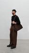 brown straight-leg pleated pants