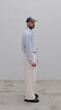 light cream straight-leg pleated pants