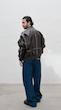 dark brown contrast stitch leather jacket