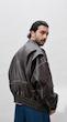 dark brown contrast stitch leather jacket