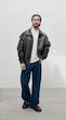 dark brown contrast stitch leather jacket