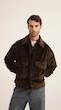 brown suede double pocket jacket