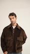 brown suede double pocket jacket