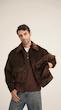 brown suede double pocket jacket