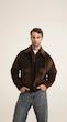 brown suede double pocket jacket