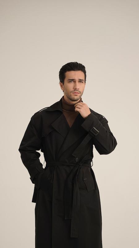 classic black trenchcoat